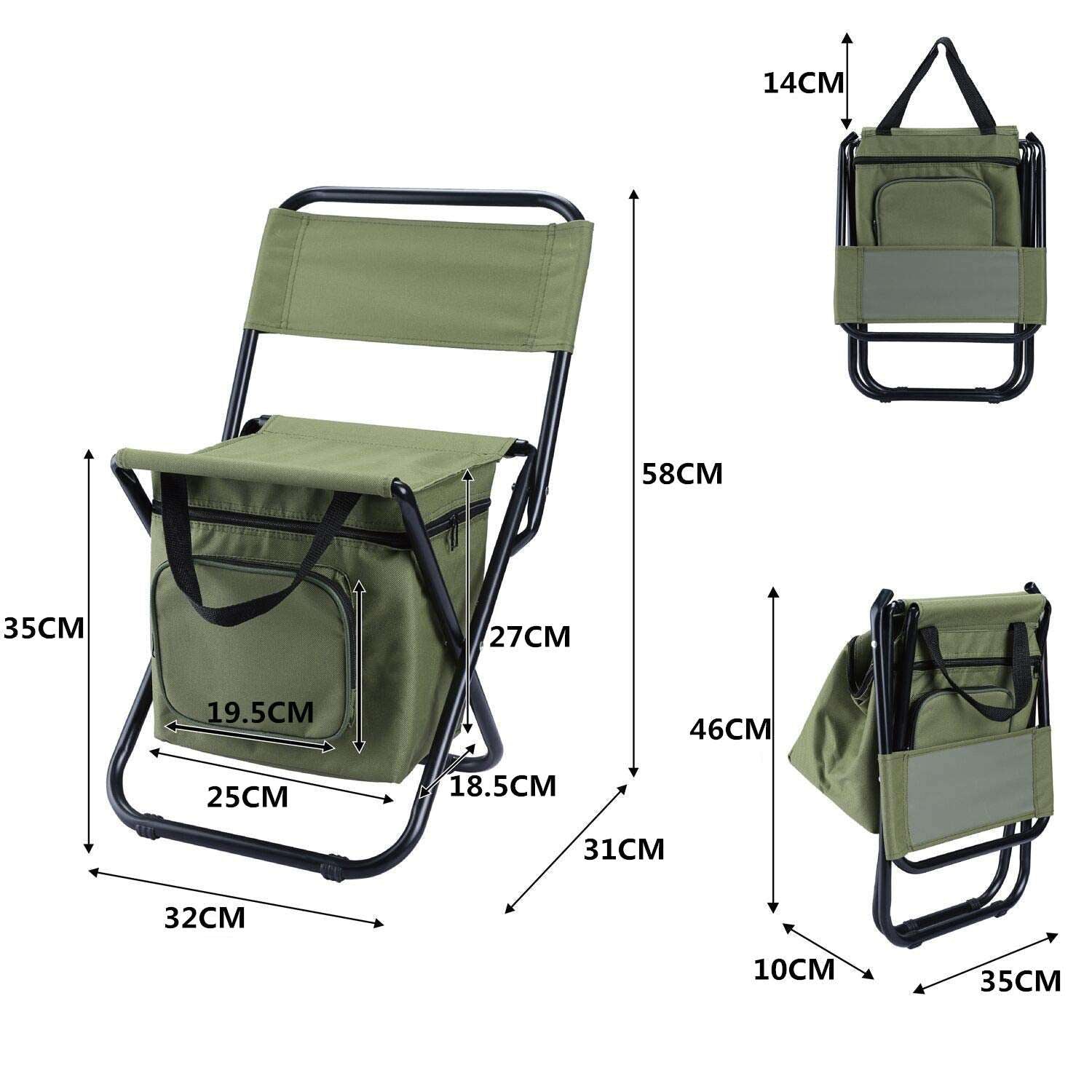 Folding Fishing Chair Backpack Insulation with Cooler Bag Portable Folding Beach Chair Seat Camping Chairs Folding Stool Chair - Survival Pro Store