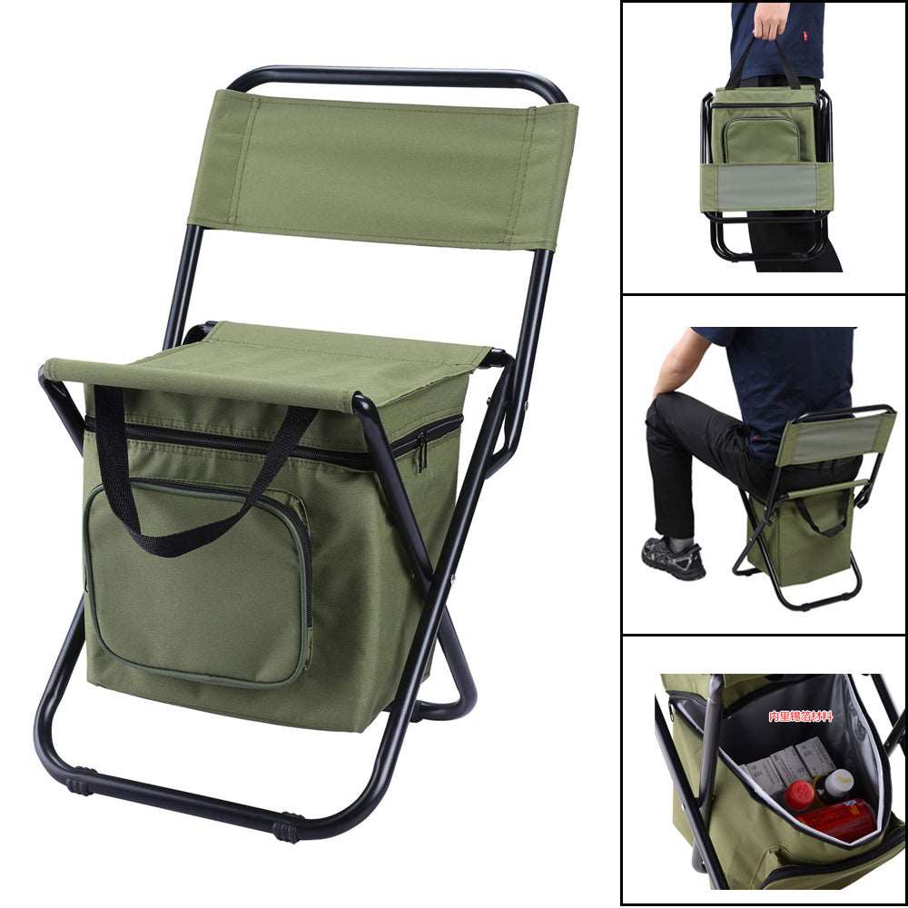 Folding Fishing Chair Backpack Insulation with Cooler Bag Portable Folding Beach Chair Seat Camping Chairs Folding Stool Chair - Survival Pro Store