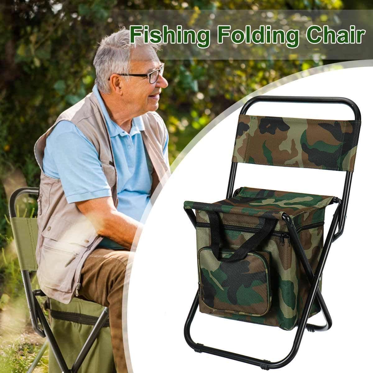 Folding Fishing Chair Backpack Insulation with Cooler Bag Portable Folding Beach Chair Seat Camping Chairs Folding Stool Chair - Survival Pro Store