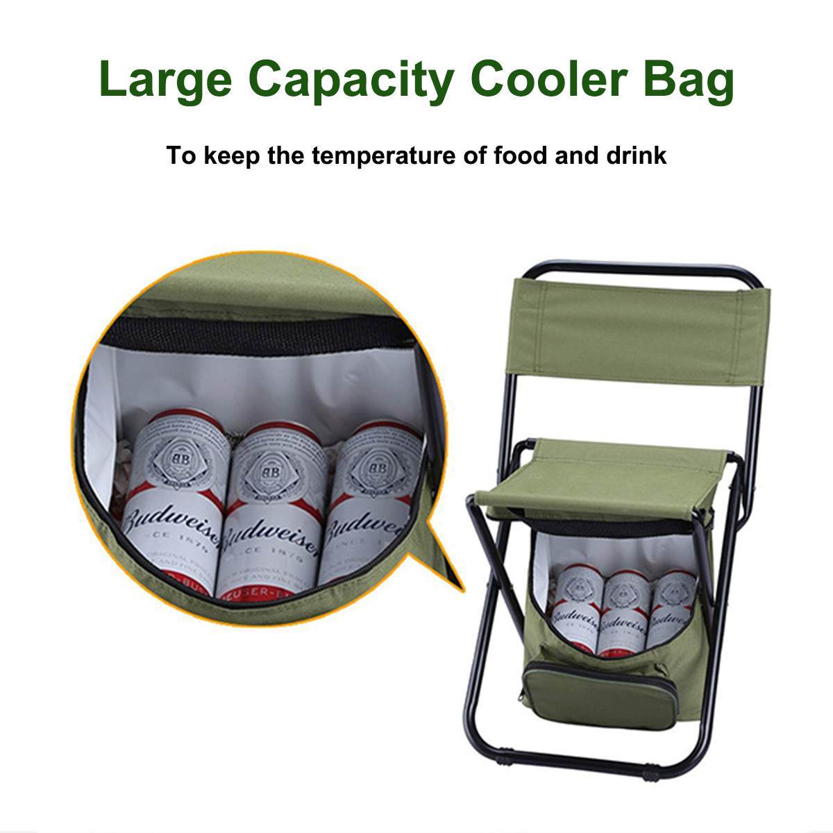 Folding Fishing Chair Backpack Insulation with Cooler Bag Portable Folding Beach Chair Seat Camping Chairs Folding Stool Chair - Survival Pro Store