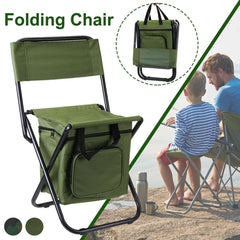 Folding Fishing Chair Backpack Insulation with Cooler Bag Portable Folding Beach Chair Seat Camping Chairs Folding Stool Chair - Survival Pro Store