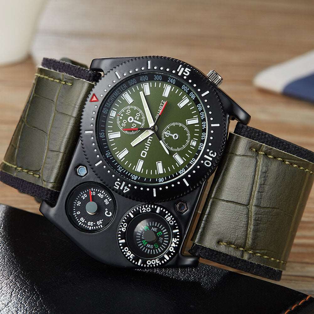 Compass thermometer male quartz watch - Survival Pro Store