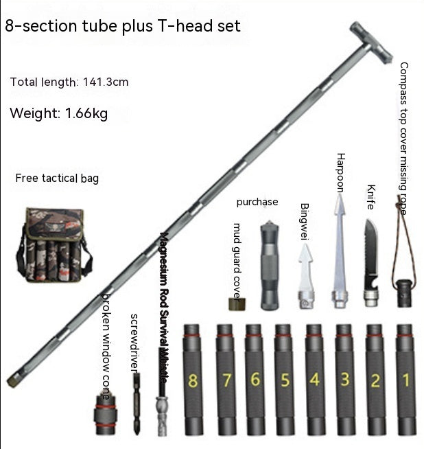 Multifunction Trekking Poles Outdoor Cane With T Head - Survival Pro Store