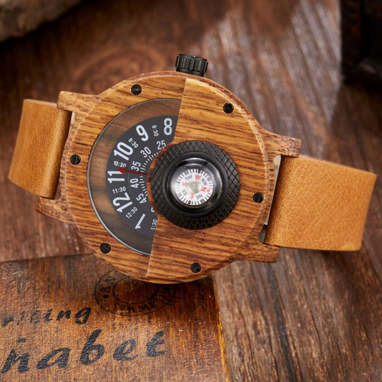 Multifunctional compass wooden watch - Survival Pro Store