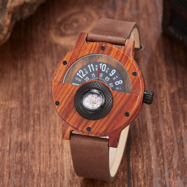 Multifunctional compass wooden watch - Survival Pro Store