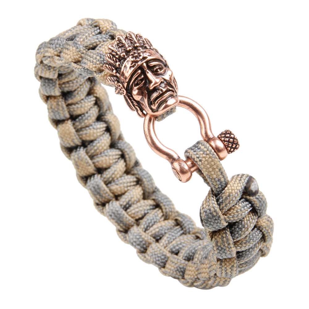 Indian Metal Hardware Braided Survival Paracord Bracelet