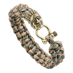 Indian Metal Hardware Braided Survival Paracord Bracelet