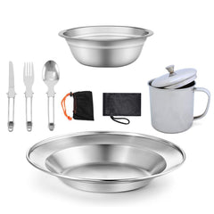 Outdoor Camping Single Stainless Steel Tableware Water Cup Cookware Set - Survival Pro Store