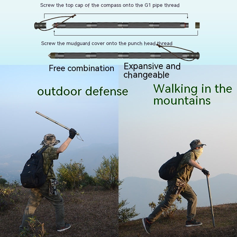 Multifunction Trekking Poles Outdoor Cane With T Head - Survival Pro Store