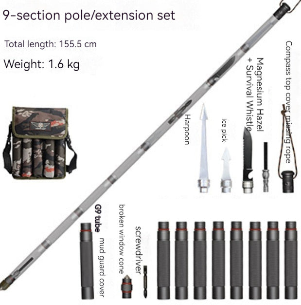 Multifunction Trekking Poles Outdoor Cane With T Head - Survival Pro Store