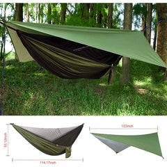 Camping Hammock with Rain Fly Tarp and Mosquito Net Portable Single Double Hammock with Tree Strap