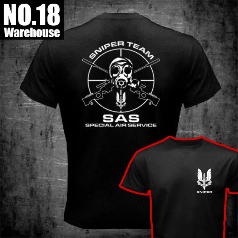 Military SAS Sniper Army T Shirt for Special Military Operations Short Sleeve Casual