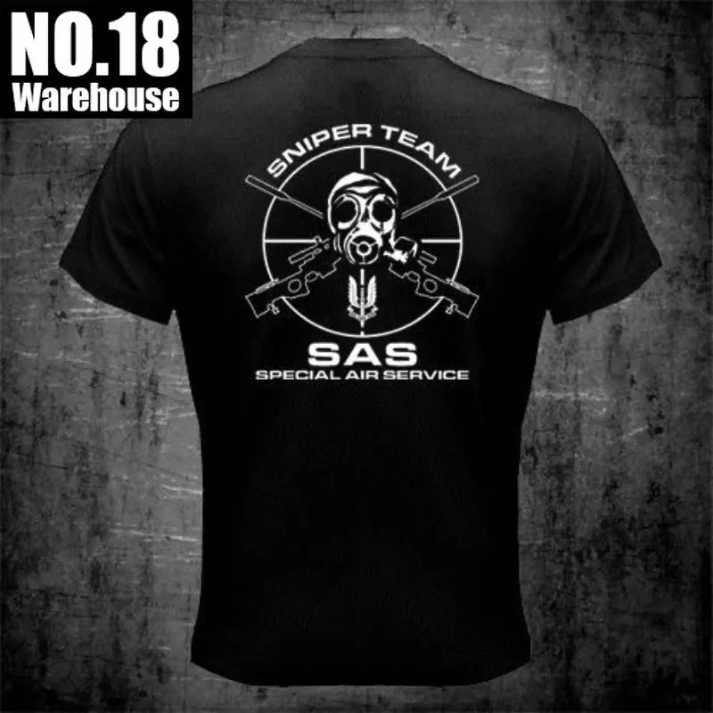 Military SAS Sniper Army T Shirt for Special Military Operations Short Sleeve Casual