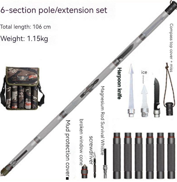 Multifunction Trekking Poles Outdoor Cane With T Head - Survival Pro Store