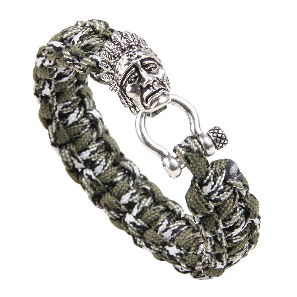 Indian Metal Hardware Braided Survival Paracord Bracelet