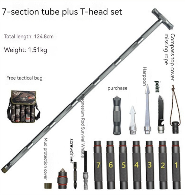 Multifunction Trekking Poles Outdoor Cane With T Head - Survival Pro Store