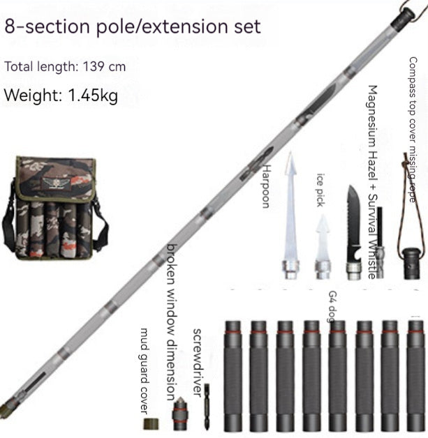 Multifunction Trekking Poles Outdoor Cane With T Head - Survival Pro Store